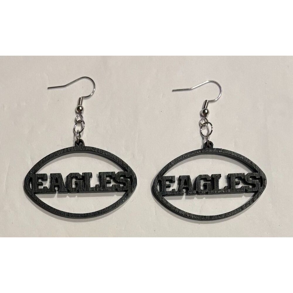 Wood Earrings - 1.2" x 1.75" Eagles - Black - E074-44